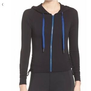 Free People Movement Black Full-Zip Ruched Hoodie